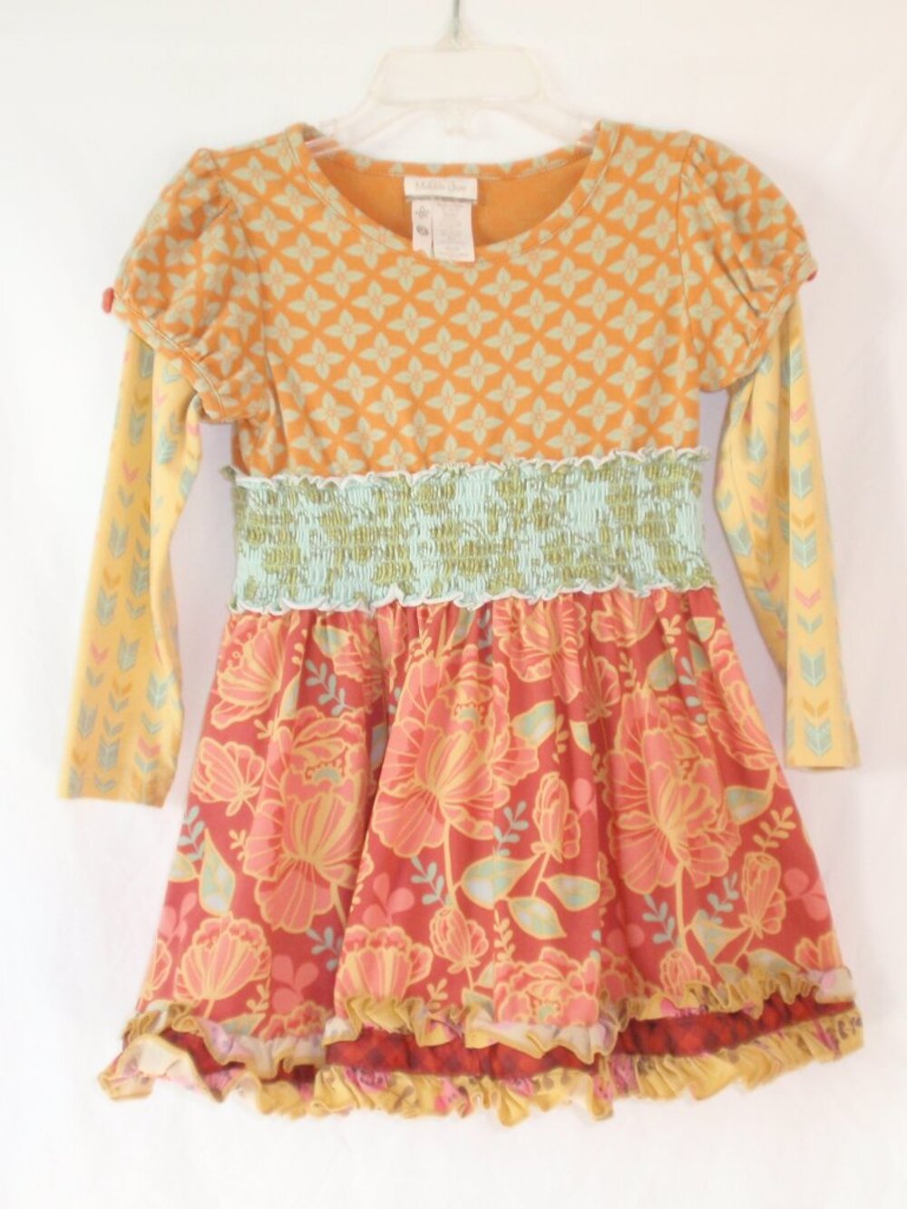 Matilda Jane Secret Fields Maggie Dress Long Sleeve Fit Flare 2t 2 Floral Geomet